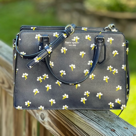 Kate Spade Laurel Way Daisy Toss Reese Satchel Saffiano leather. Nightcap color. - Picture 2 of 8